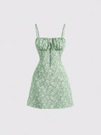 Ruched Bust Floral Print A-Line Dress