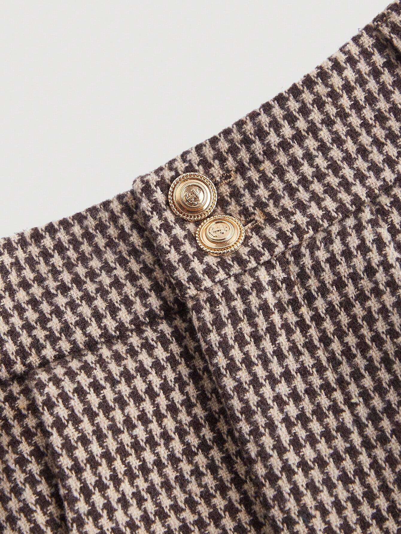 Flared A-Line Mini Skirt with Gold Buttons