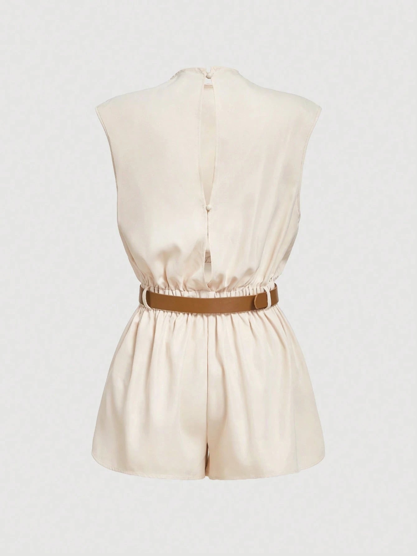 Draped High-Neck Tailored Romper