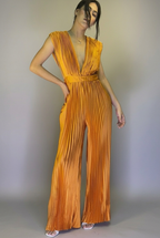 Pleated Wide-Leg Jumpsuit