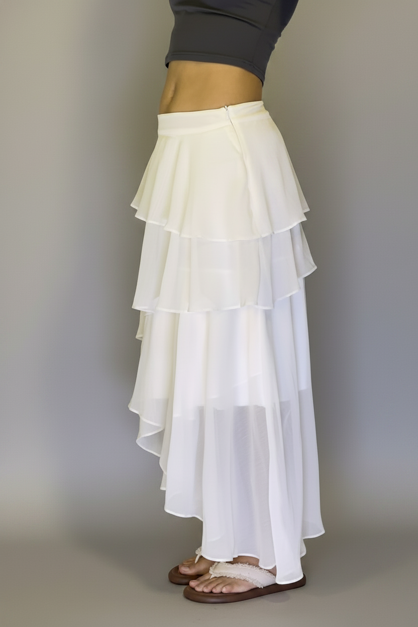 Tiered Chiffon Maxi Skirt