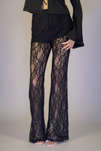 Black Sheer Lace Flare Pants