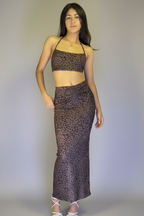 Jaguar Print Halter Top and Skirt Set
