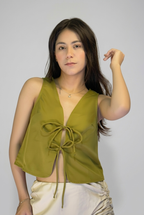 Olive Tie-Front Vest Top