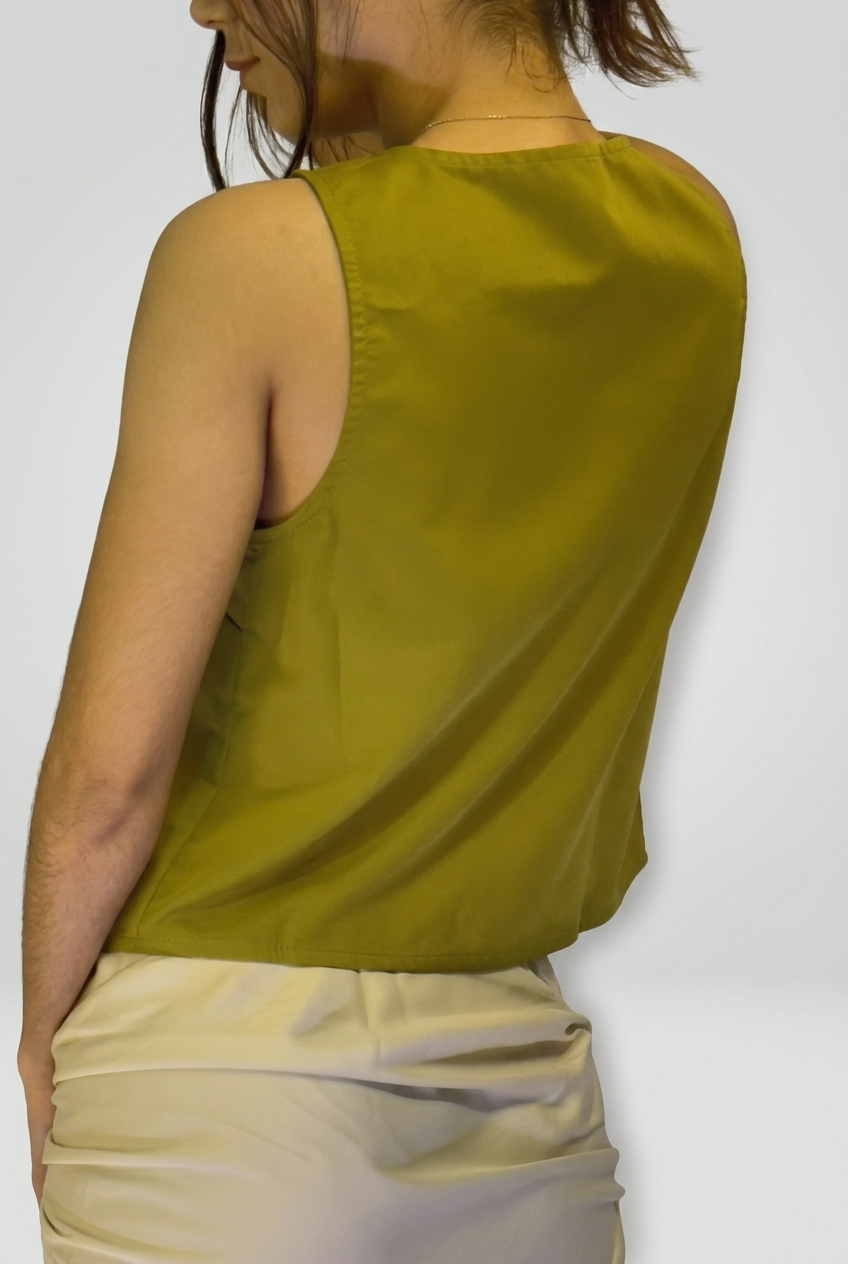 Olive Tie-Front Vest Top