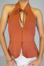 Bow Neck Cutout Peplum Top