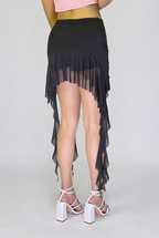 Ruched Mesh Mini Skirt