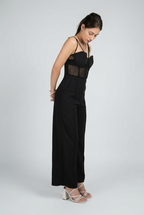 Corset Mesh Wide-Leg Jumpsuit