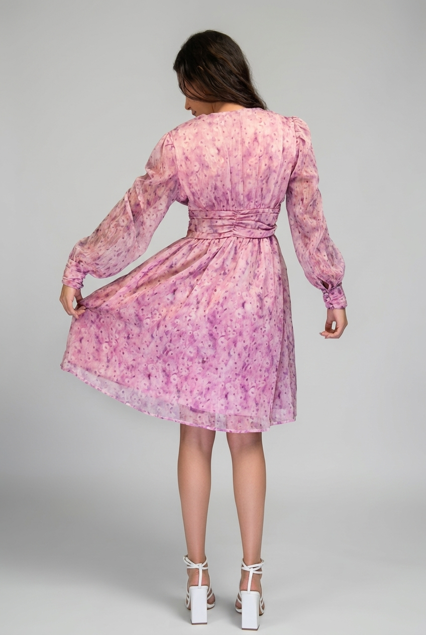 Floral Long-Sleeve Button Mini Dress