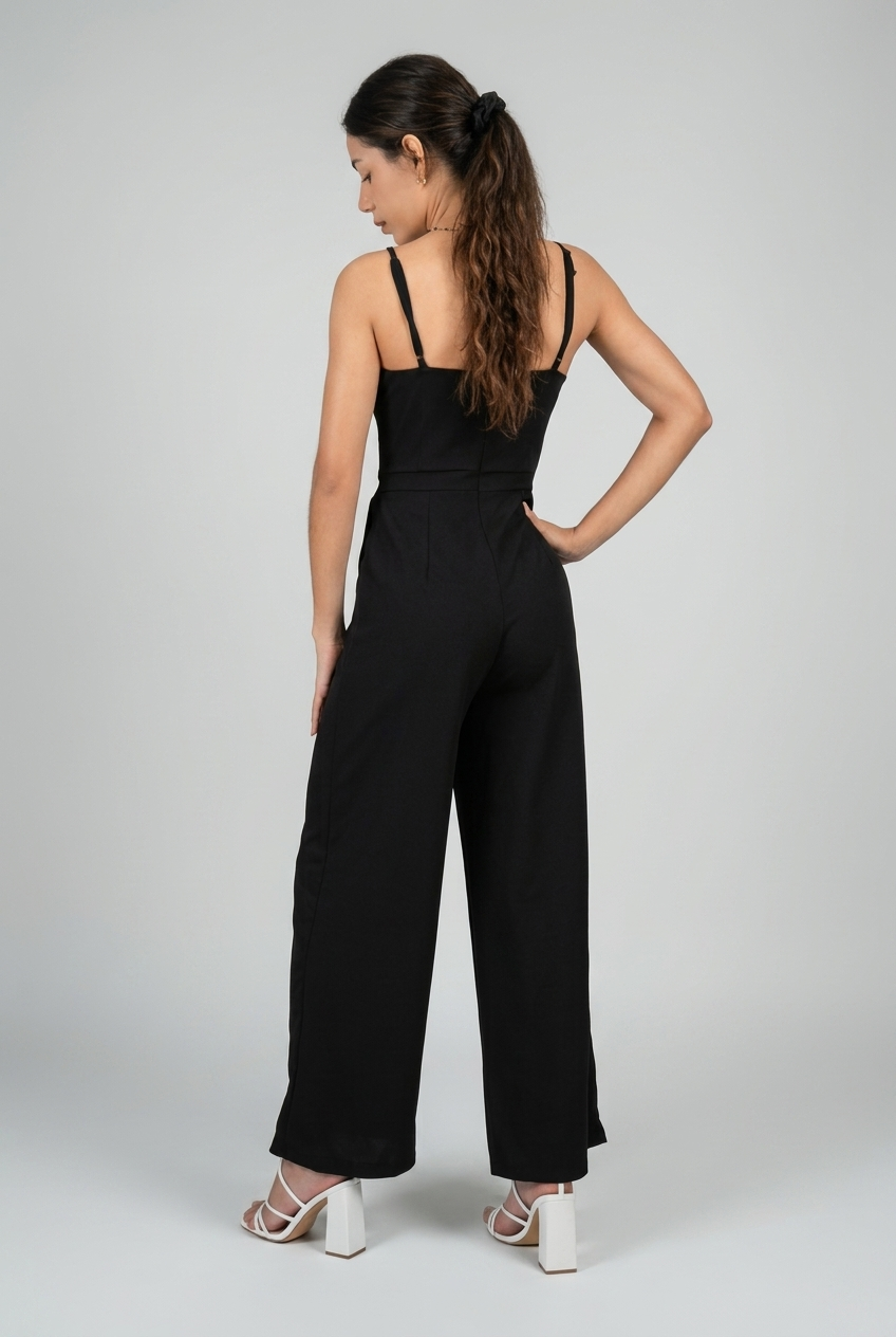 Corset Mesh Wide-Leg Jumpsuit