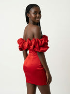 Dramatic Off-Shoulder Ruffle Mini Dress