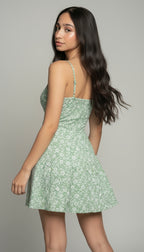 Ruched Bust Floral Print A-Line Dress