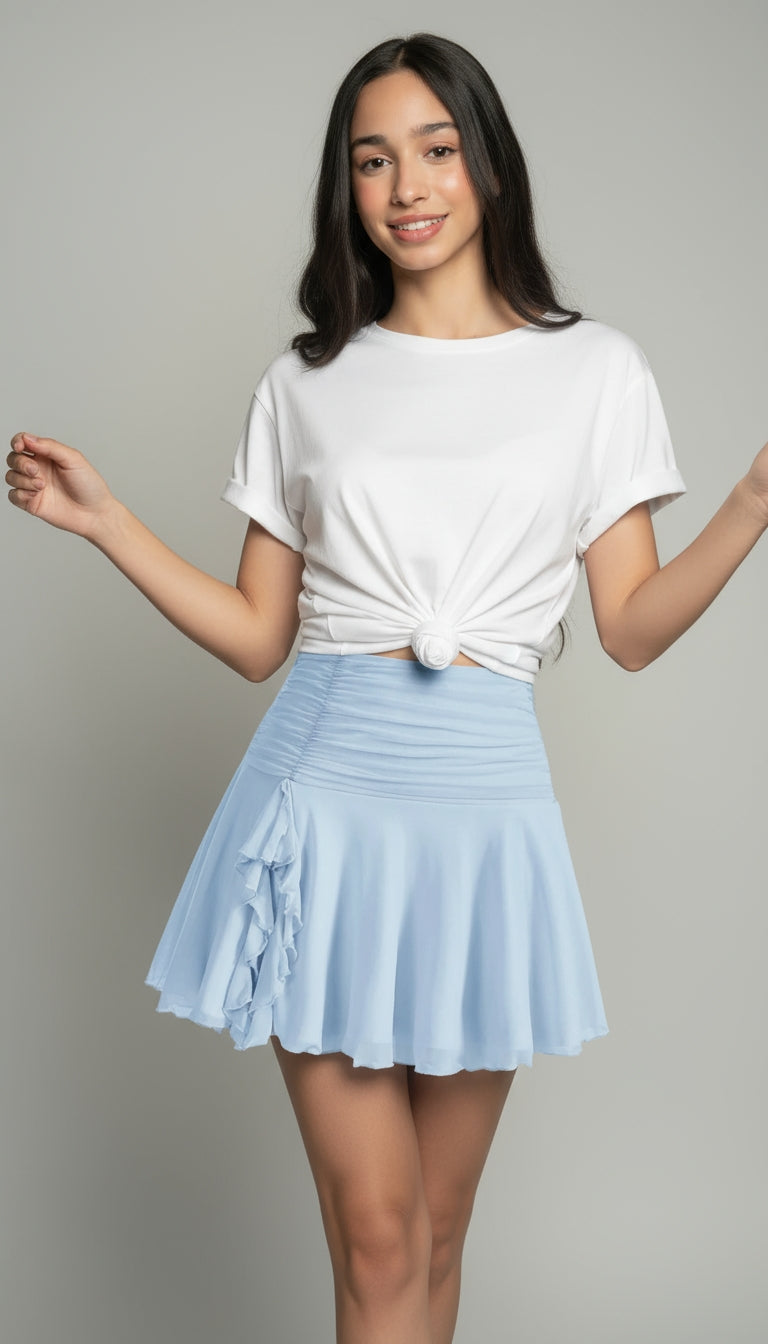 Flared Chiffon High-Waist Skirt