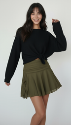 Flared Chiffon High-Waist Skirt