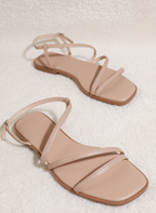 Minimalist Multi-Strap Square Toe Flat Sandals