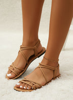 Tan Multi-Strap Flats