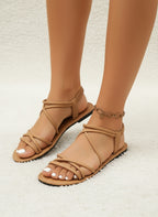 Tan Multi-Strap Flats