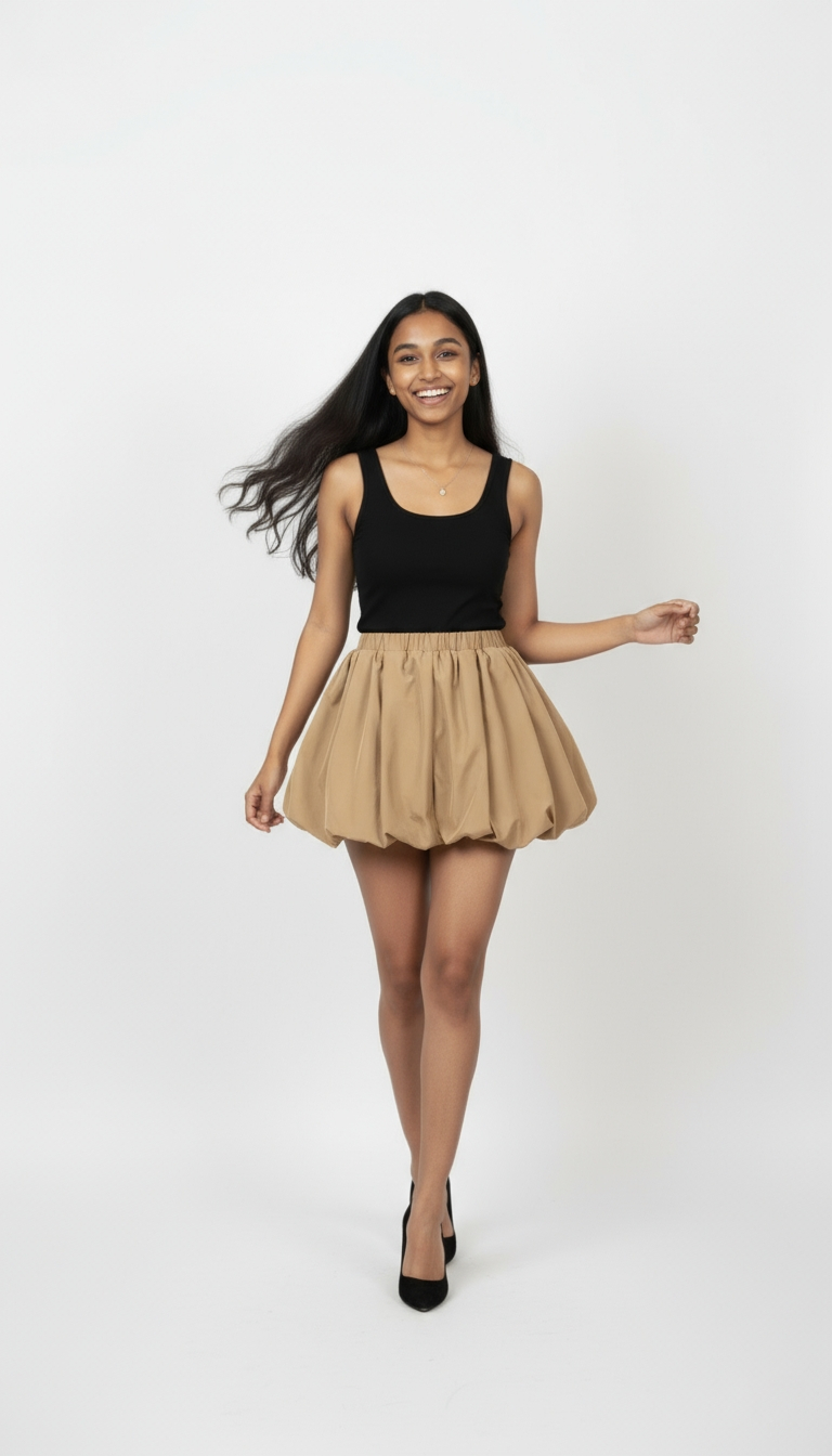 Chic Mini Balloon Hem Skirt-Shorts (Skort)