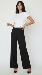 Black High-Waist Wide-Leg Suit Pants