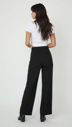 Black High-Waist Wide-Leg Suit Pants