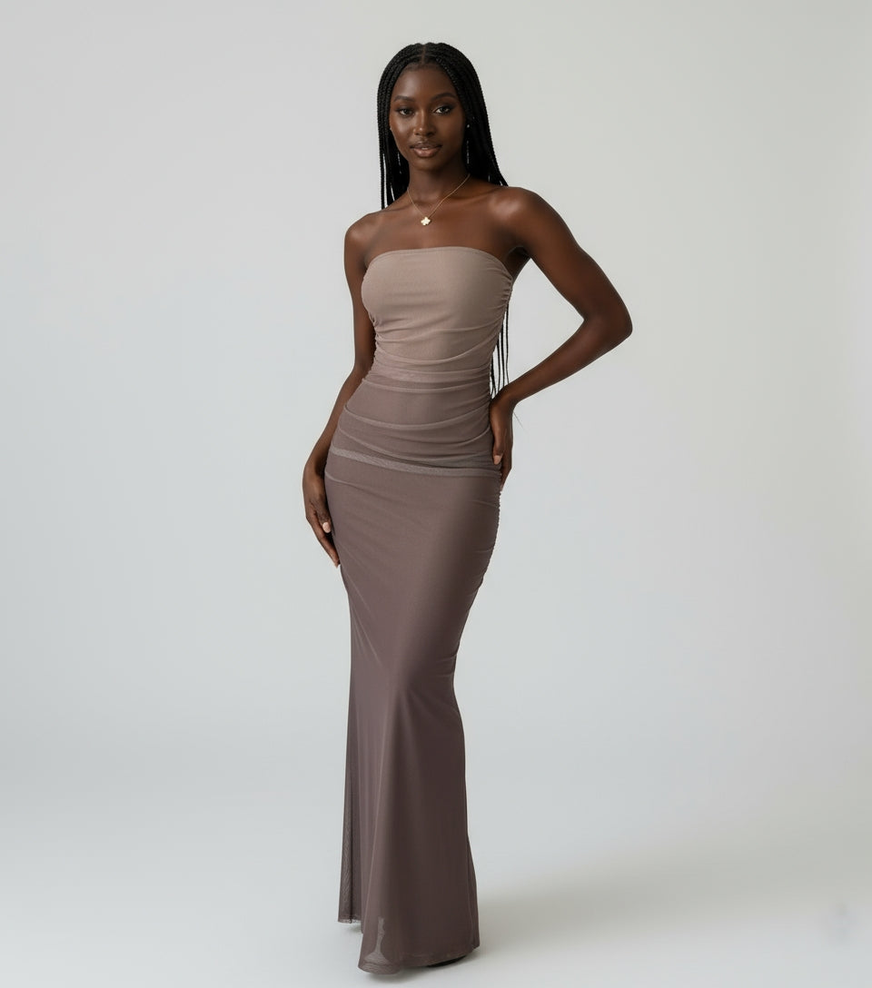 Bodycon Tube Dress with Graduated Color and Ruching