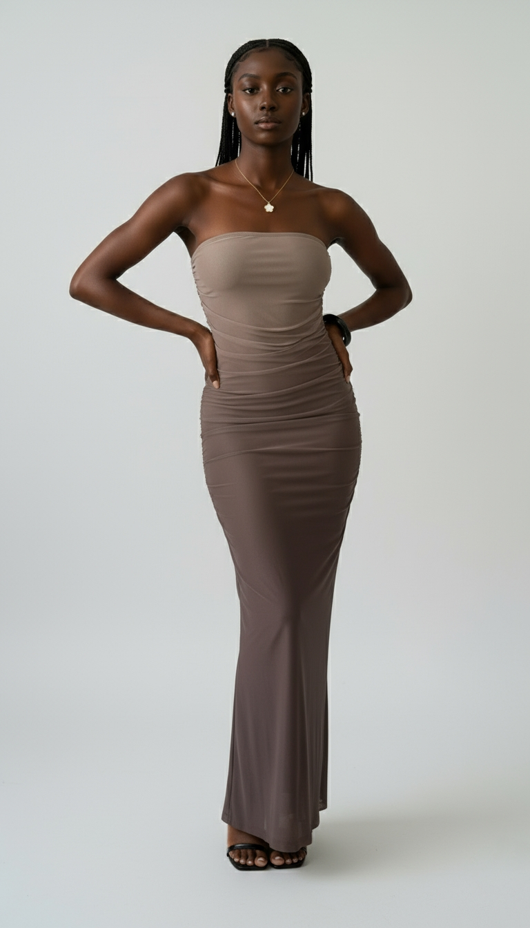 Bodycon Tube Dress with Graduated Color and Ruching