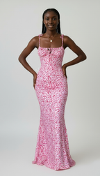 Elegant Figure-Hugging Body-Long Floral Dress