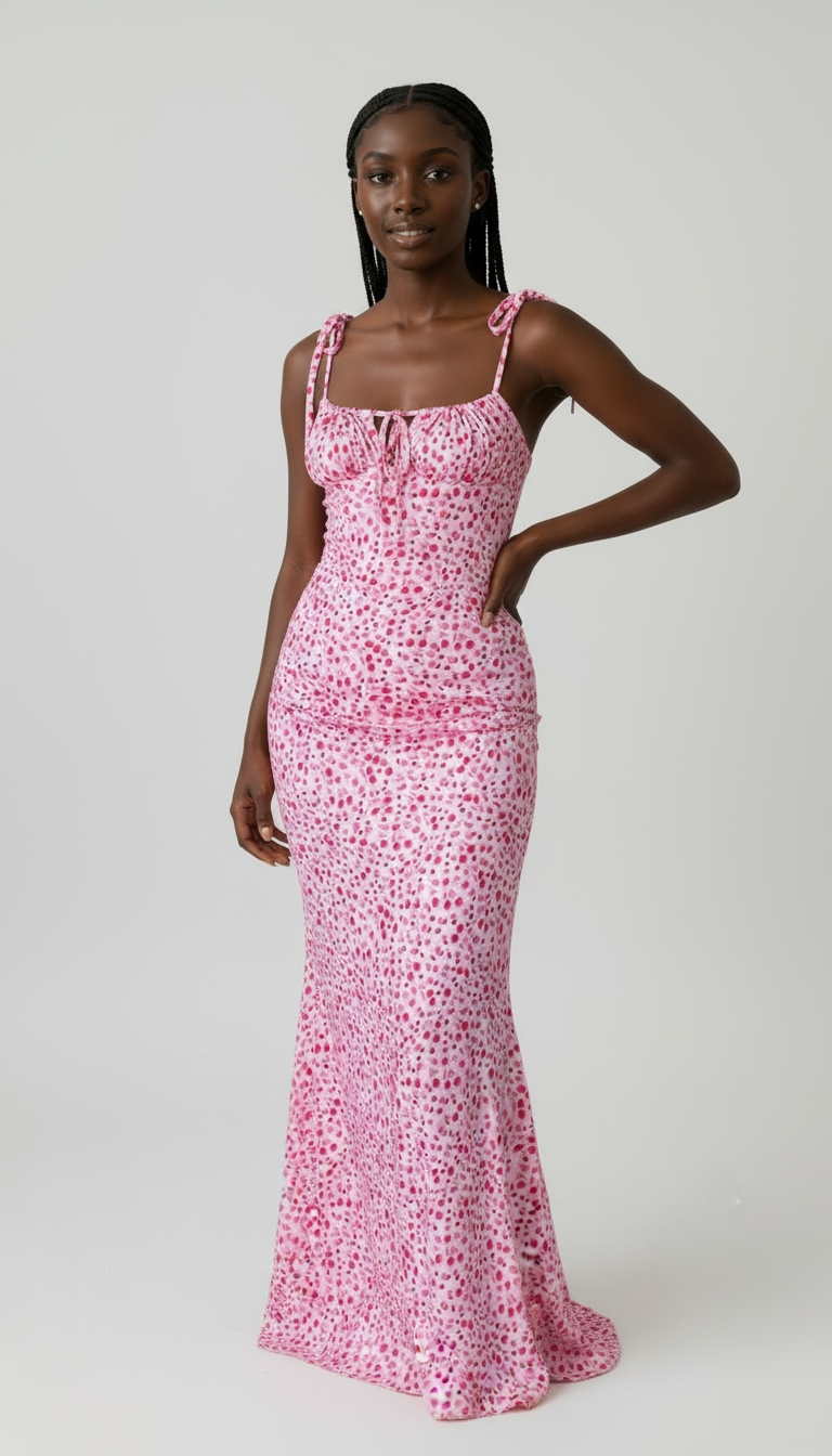 Elegant Figure-Hugging Body-Long Floral Dress