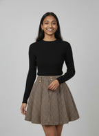 Flared A-Line Mini Skirt with Gold Buttons