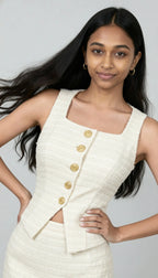 Sleeveless Cropped Vest and Skirt Set