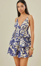 Deep V-Neck Tiered Ruffle Dress