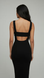 Ribbed Knit Midi Dress with Back Cut-Out