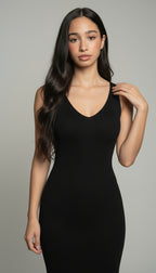 Ribbed Knit Midi Dress with Back Cut-Out