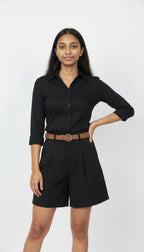 Pleated High-Waist Tailored Shorts (without belt)