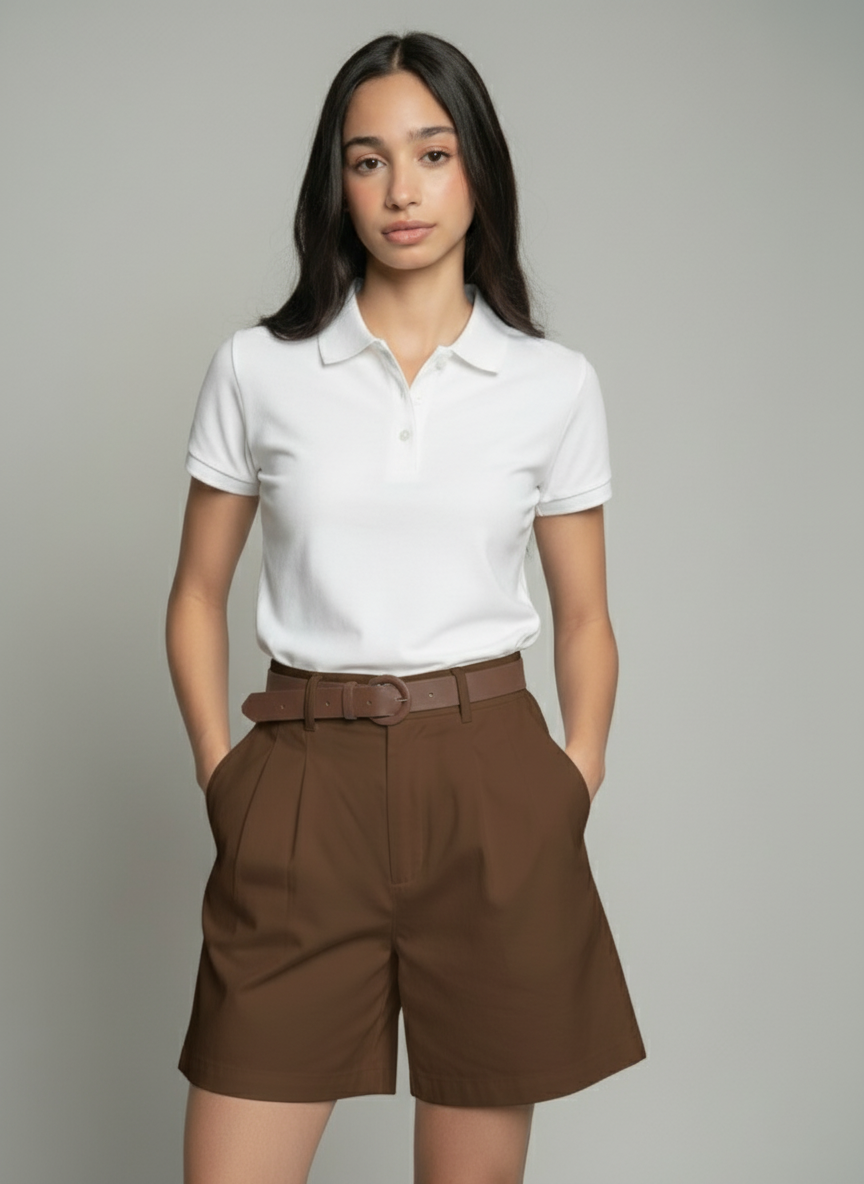 Pleated High-Waist Tailored Shorts (without belt)