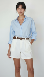 Pleated High-Waist Tailored Shorts (without belt)
