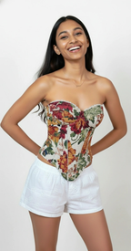 Floral Lace Trim Bodysuit Corset