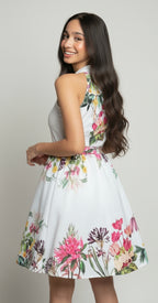 Collared Sleeveless Knotted Waist Dress