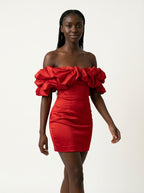 Dramatic Off-Shoulder Ruffle Mini Dress
